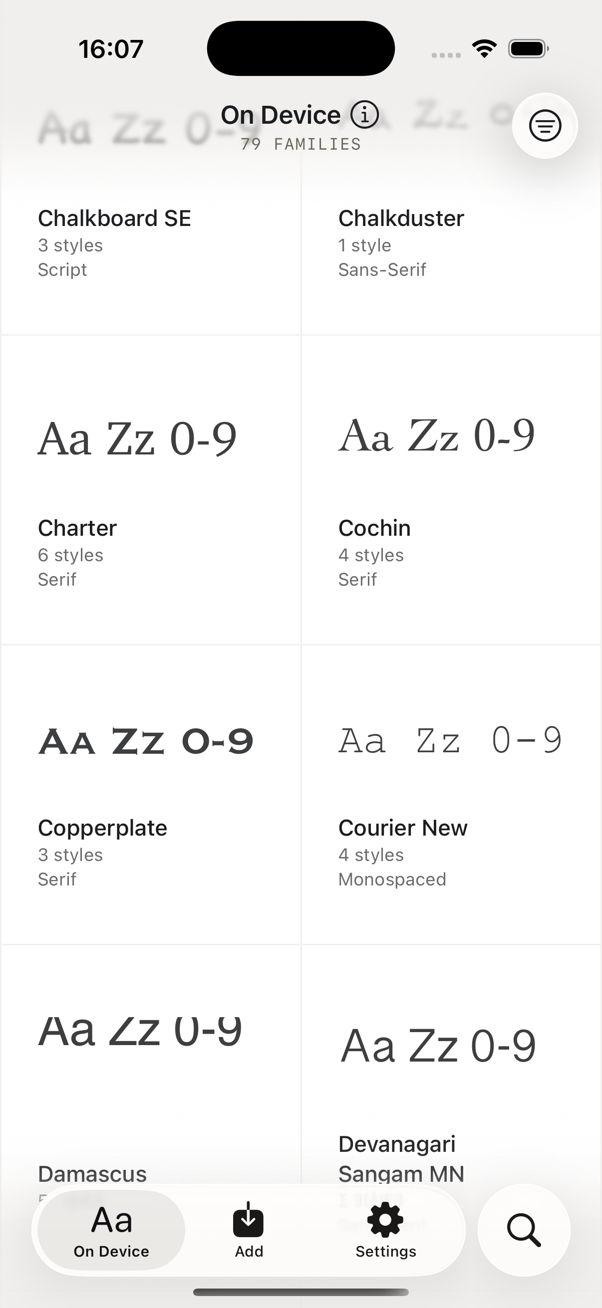 Fontasso on device fonts